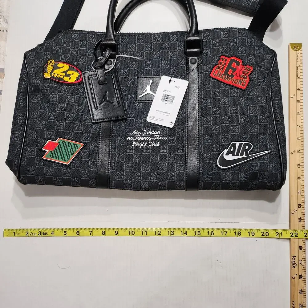 Mens Size M Air Jordan Duffel Bag 23 Flight Club Monogram Black MM9157-023